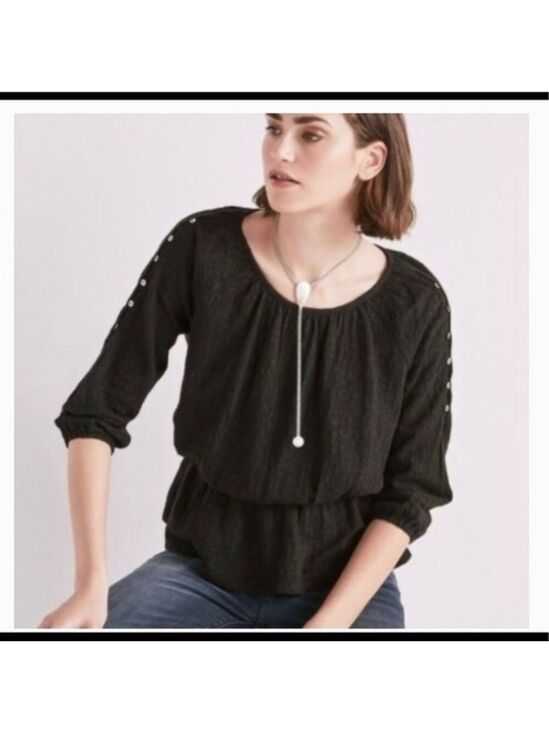 Lucky Brand Tops - 🦩 LUCKY BRAND Button Sleeve Peplum Top / 100% Cotton (🦩2 for $25)